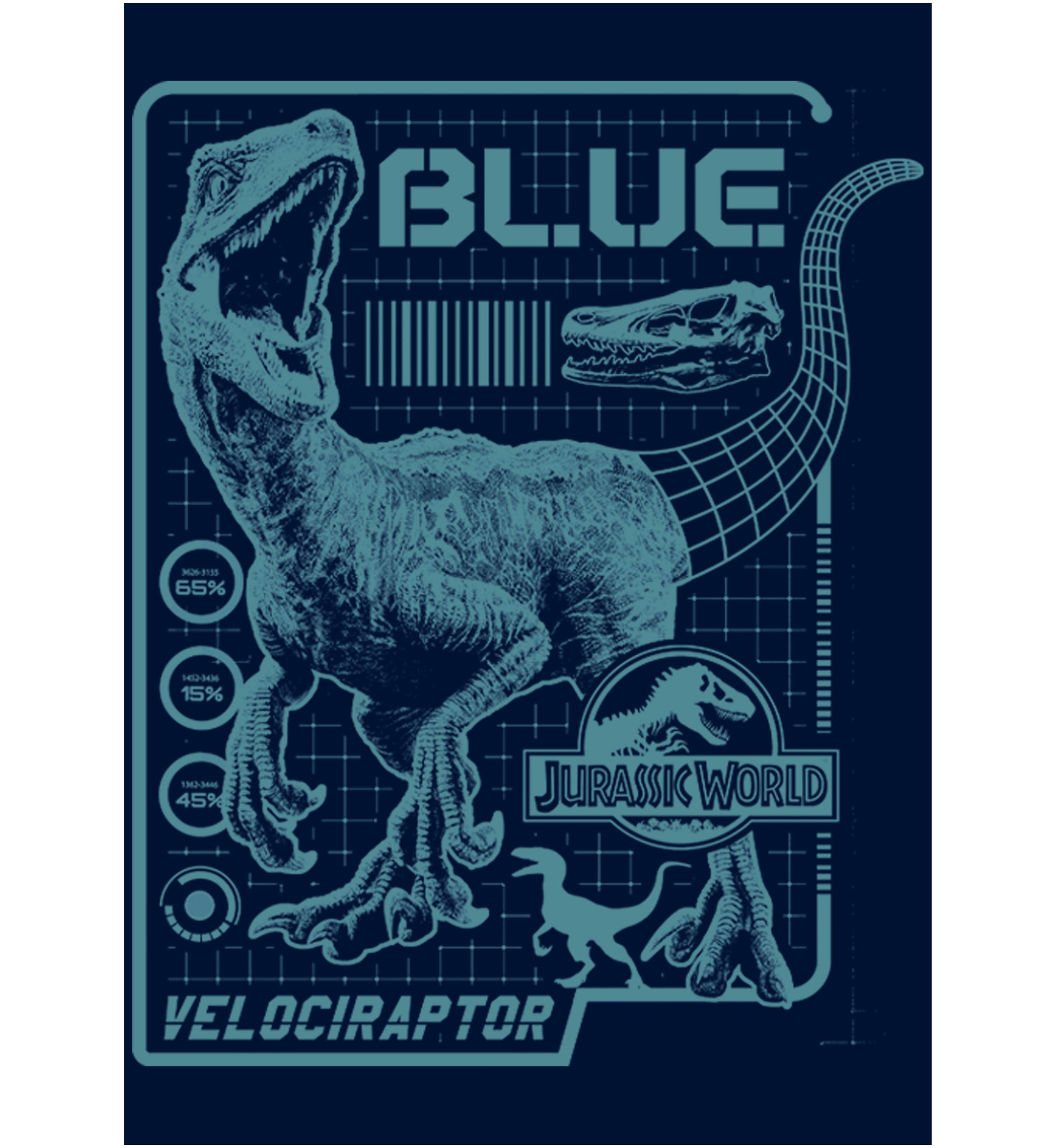 Raptor Blue Print Graphic Crew Fleece Sweatshirt