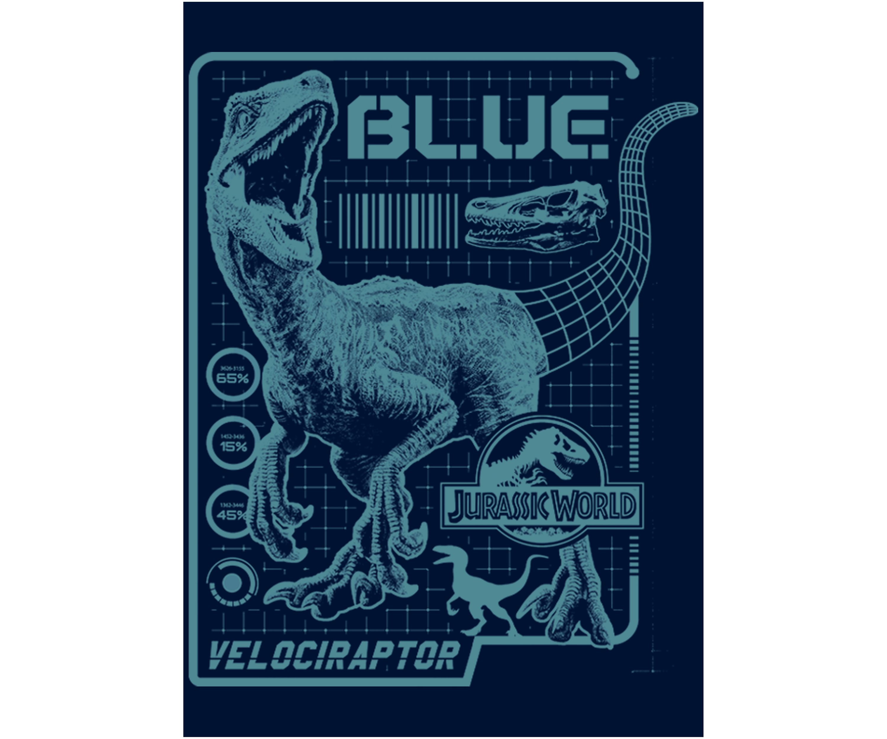 Raptor Blue Print Graphic Crew Fleece Sweatshirt