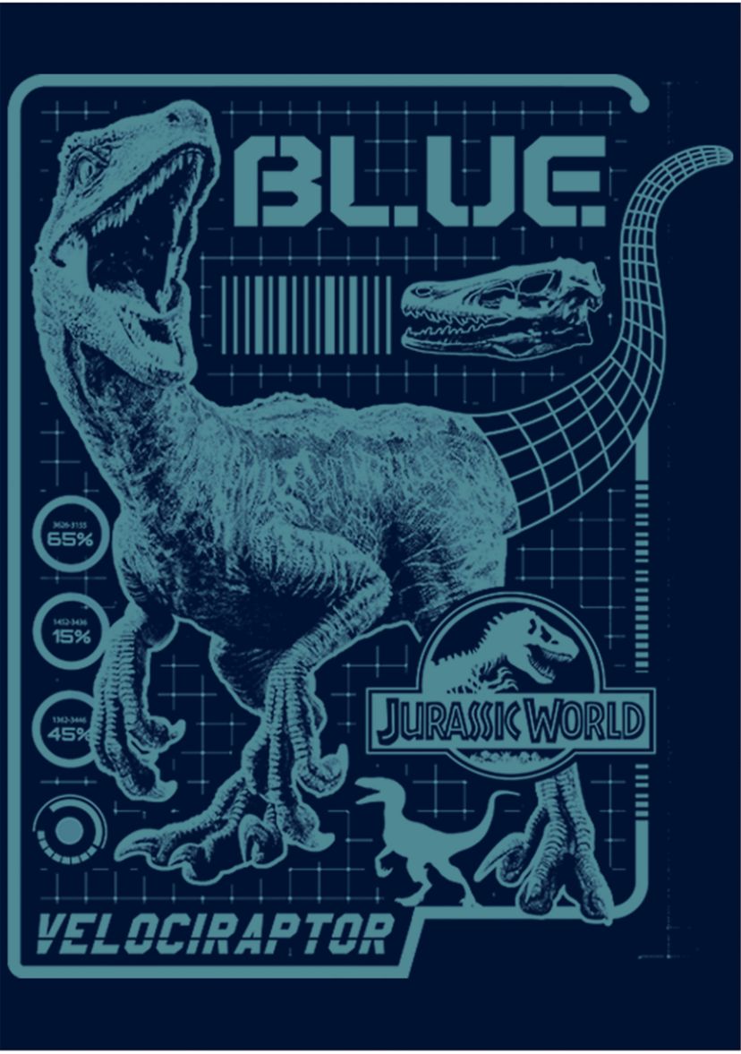 Raptor Blue Print Graphic Crew Fleece Sweatshirt