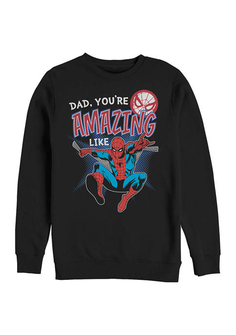 Spider-Man Amazing Like Dad Crew Fleece Graphic Sweatshirt