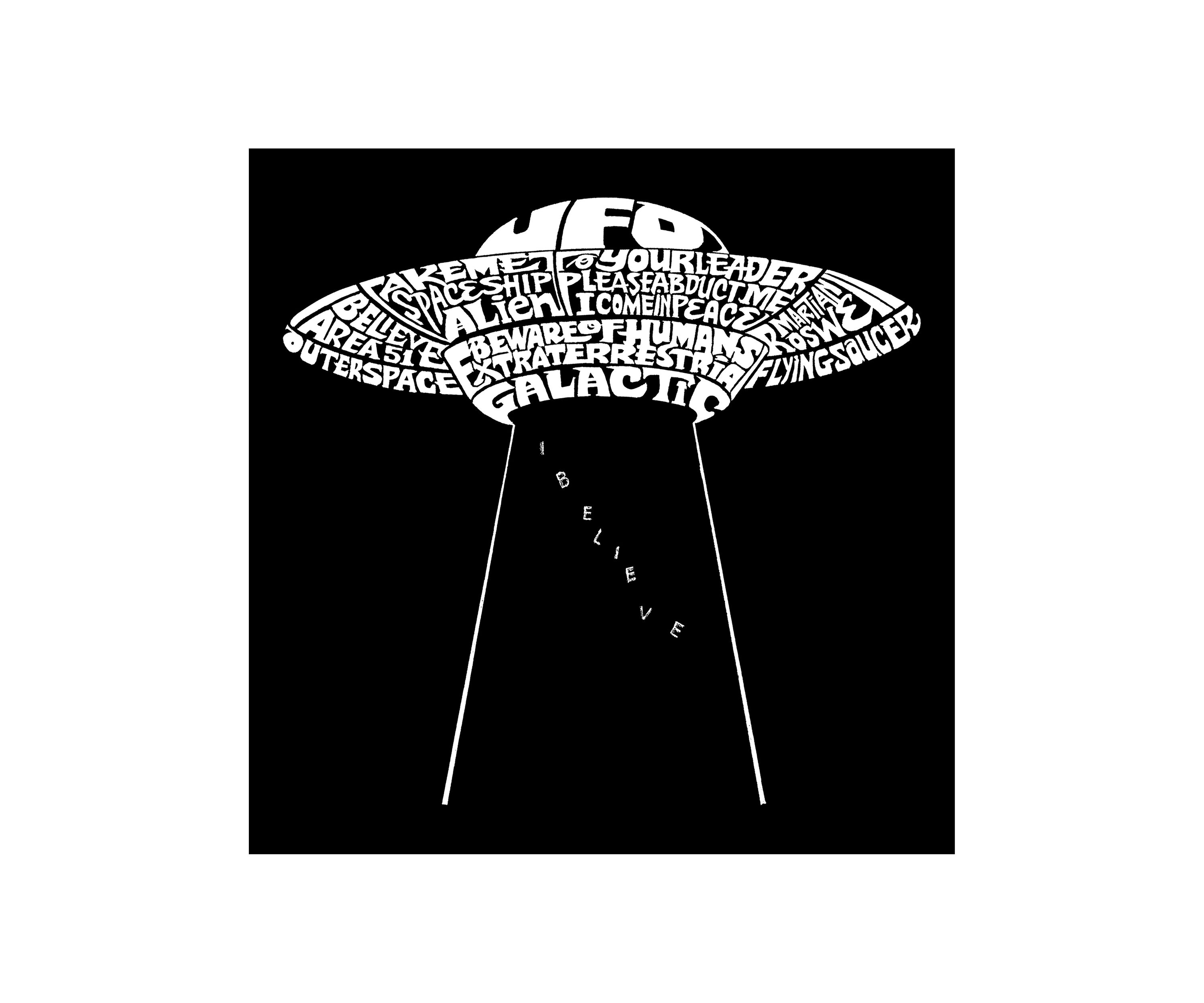Mens Word Art Crew Neck Sweatshirt - Flying Saucer UFO