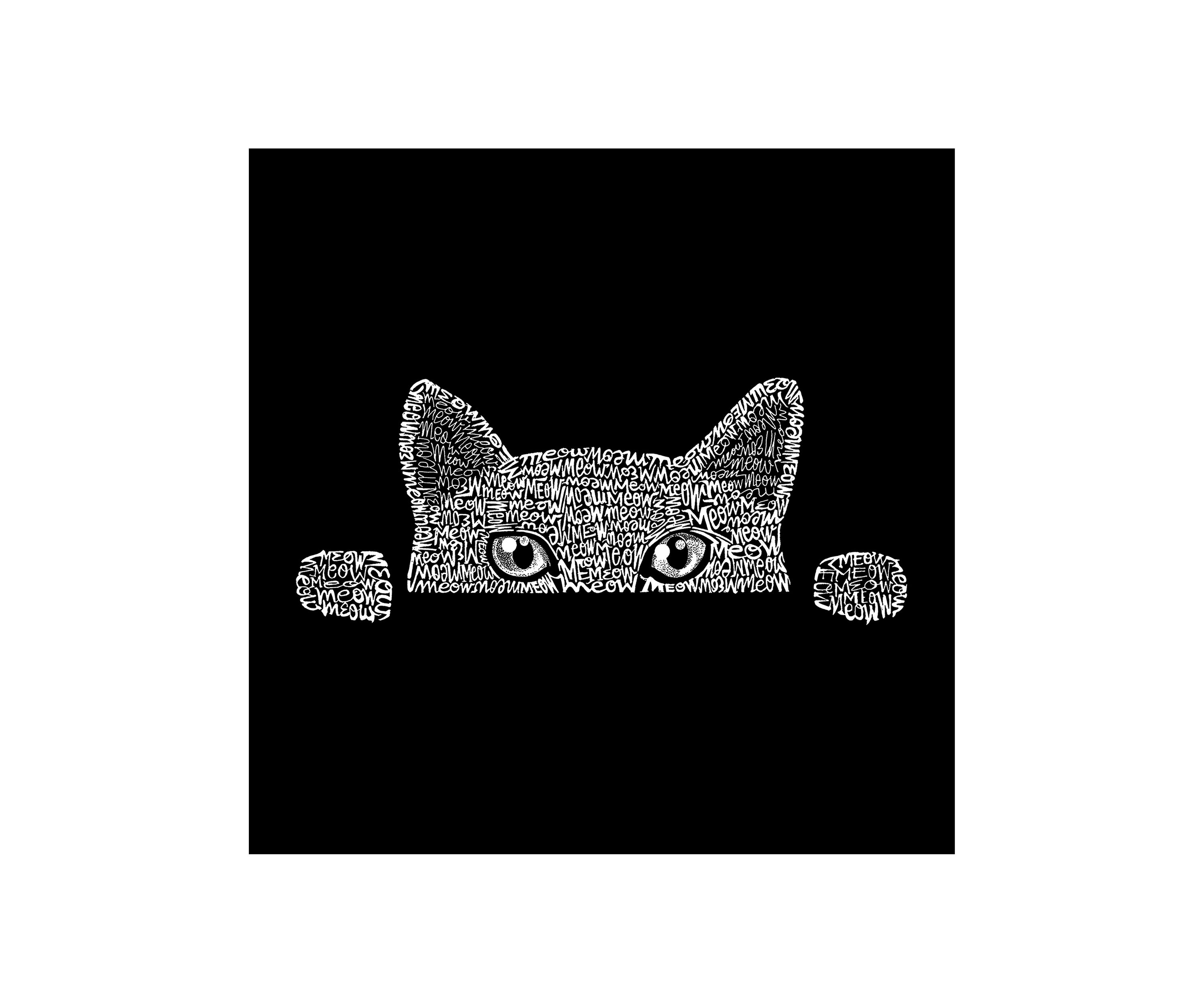 Mens Word Art Crew Neck Graphic Sweatshirt - Peeking Cat