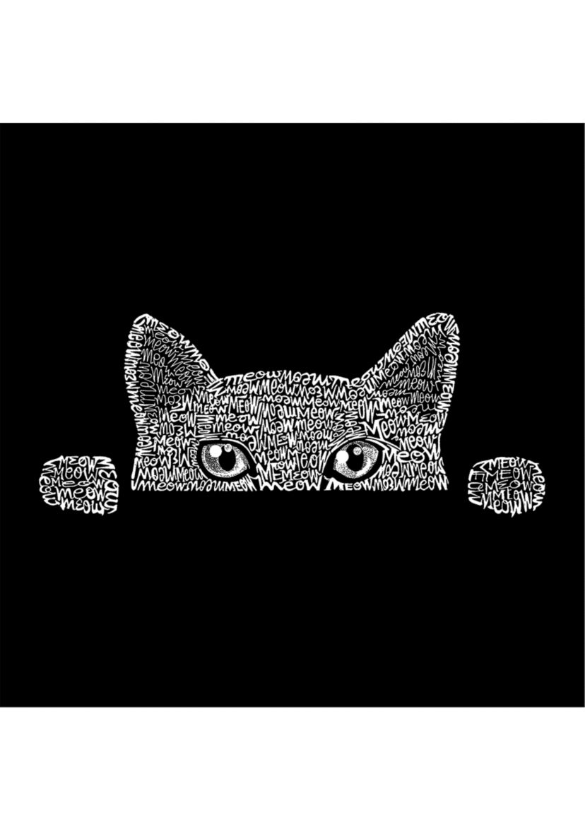 Mens Word Art Crew Neck Graphic Sweatshirt - Peeking Cat