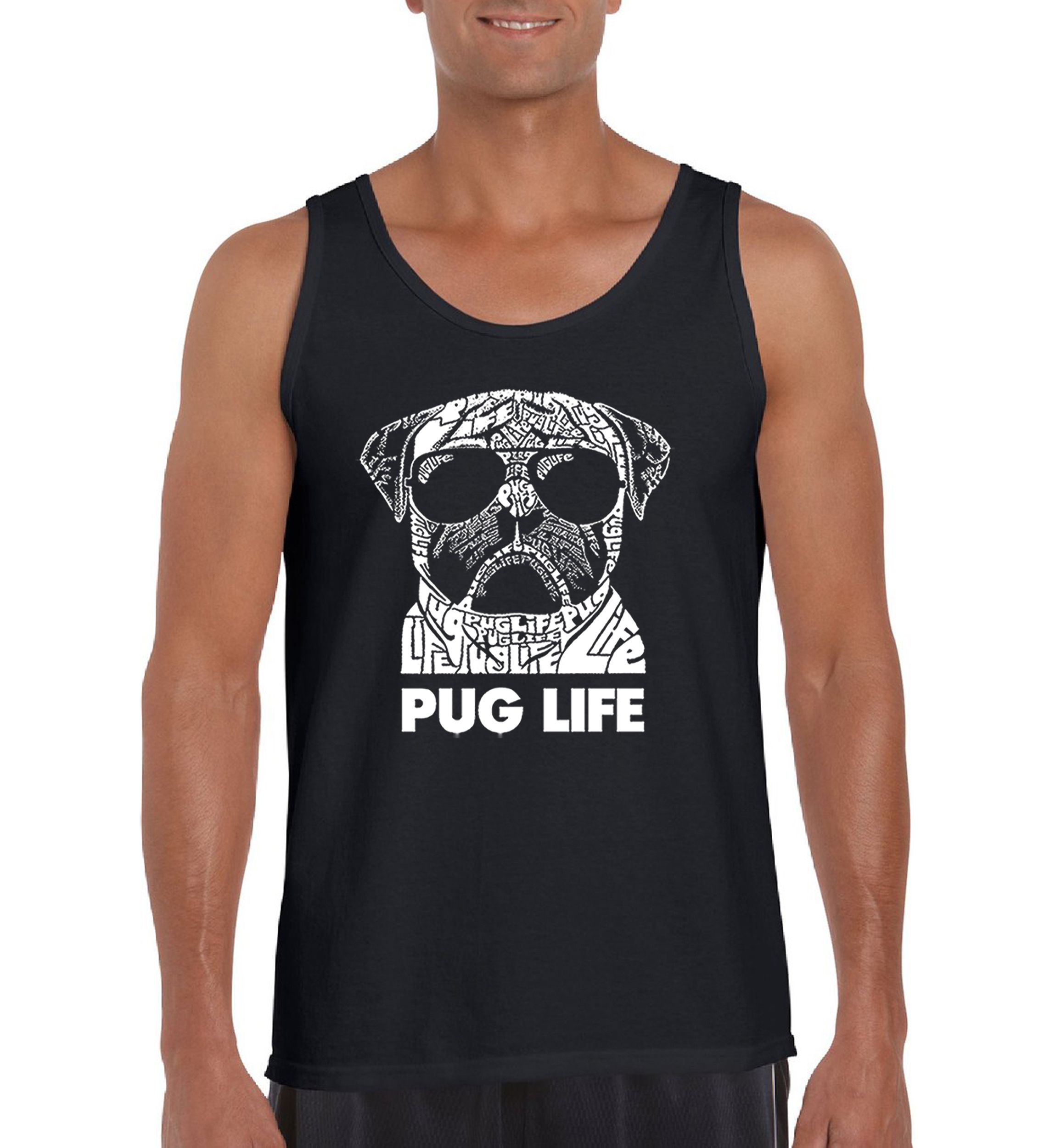 Mens Word Art Graphic Tank Top - Pug Life
