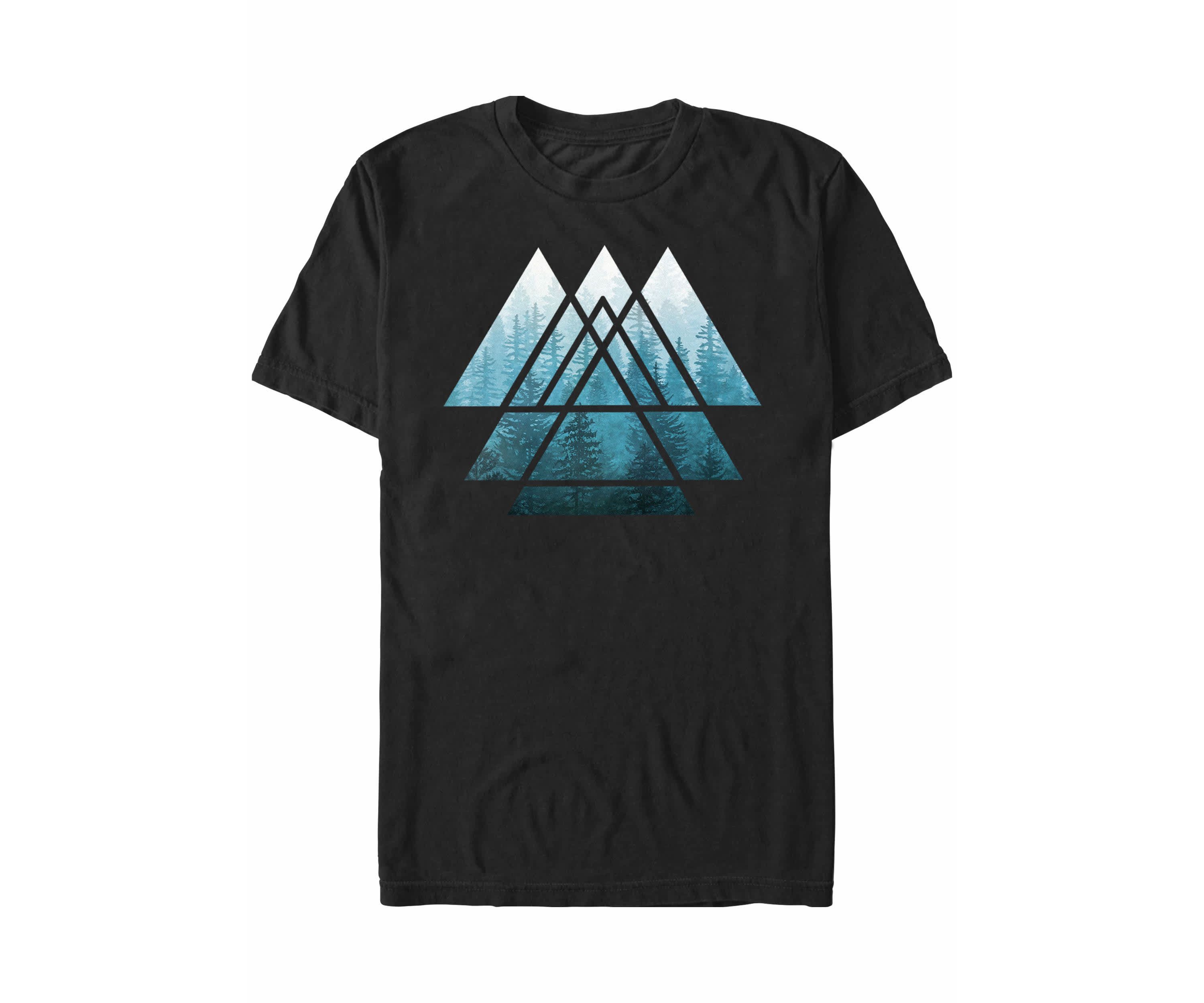 Sacred Geometry Triangles Misty Forest Graphic T-Shirt