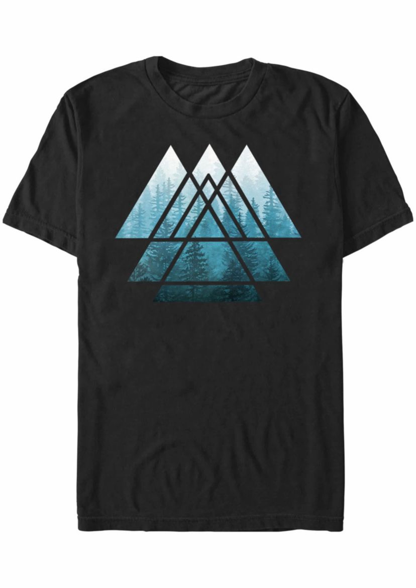 Sacred Geometry Triangles Misty Forest Graphic T-Shirt