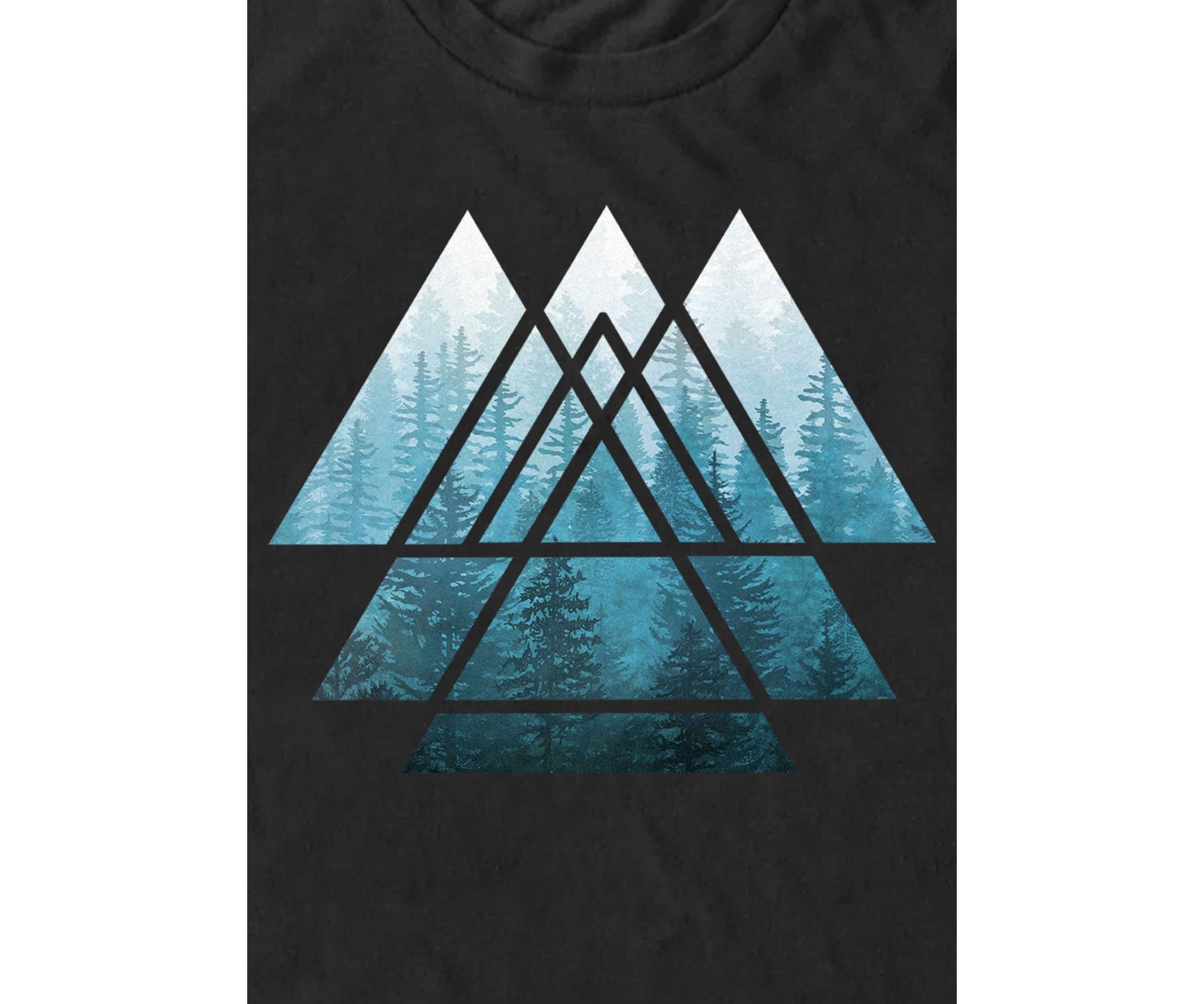 Sacred Geometry Triangles Misty Forest Graphic T-Shirt