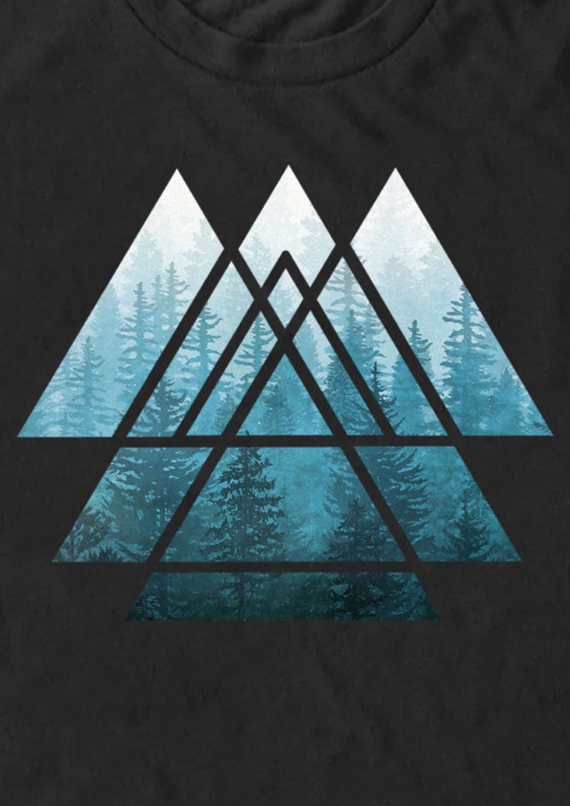 Sacred Geometry Triangles Misty Forest Graphic T-Shirt
