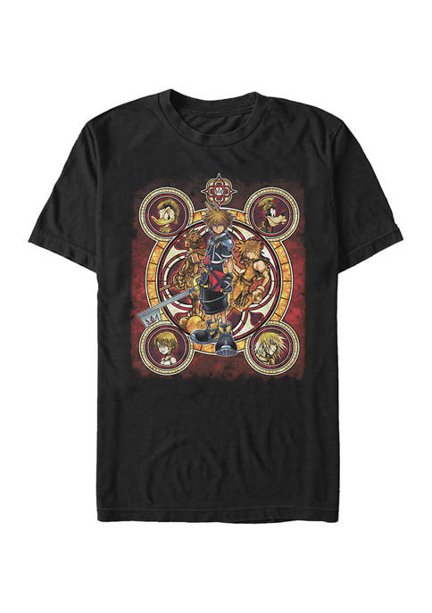 Kingdom Hearts Group Circle Kingdome Short Sleeve Graphic T-Shirt
