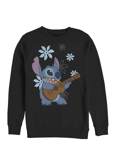 Juniors Stitch Flowers Graphic Crew Fleece Sweatshirt