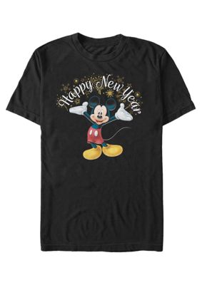 Disney Men's Mickey Happy New Year Graphic T-Shirt, Black, 2XL