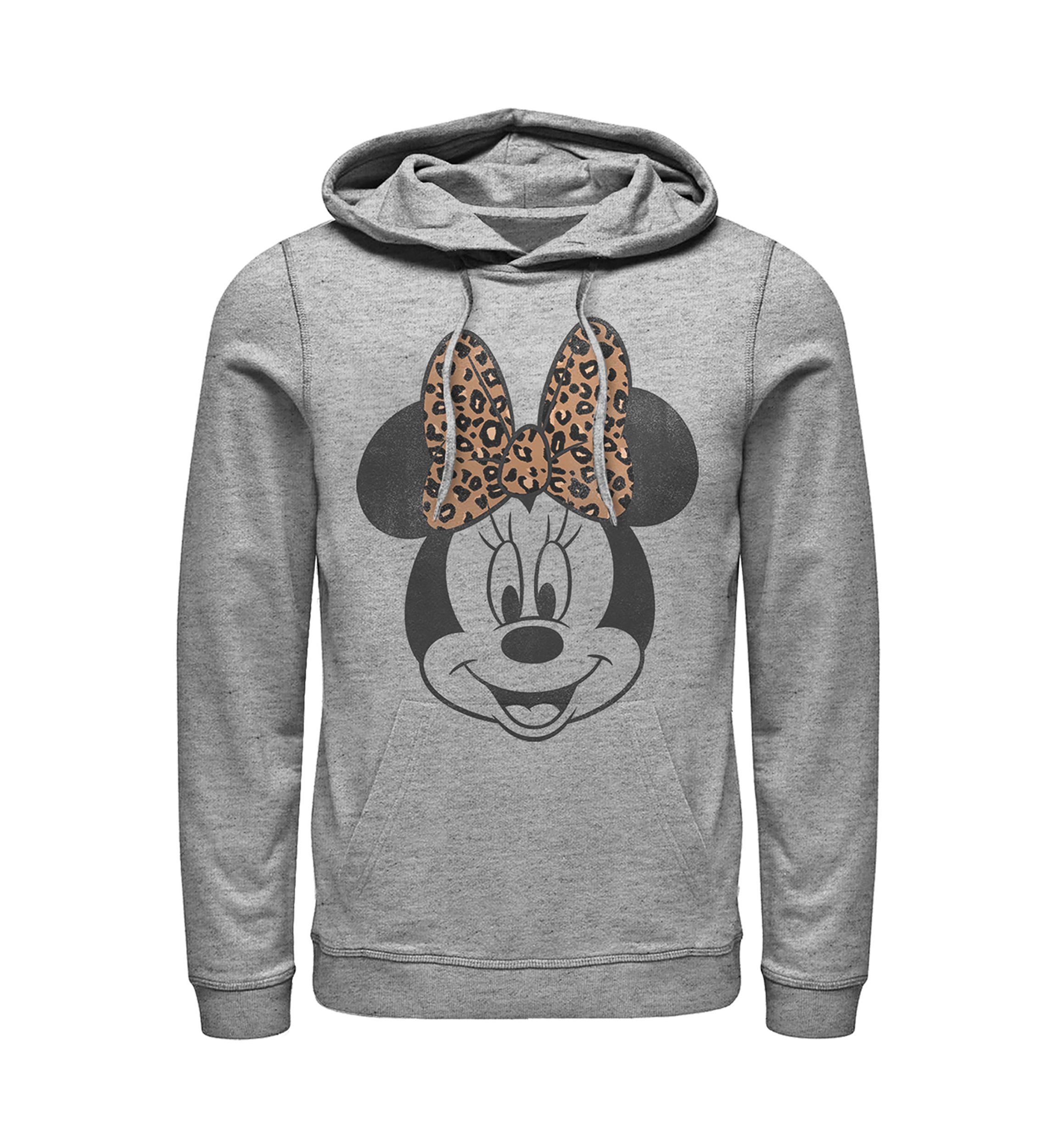Modern Minnie Face Leopard Fleece Graphic Hoodie
