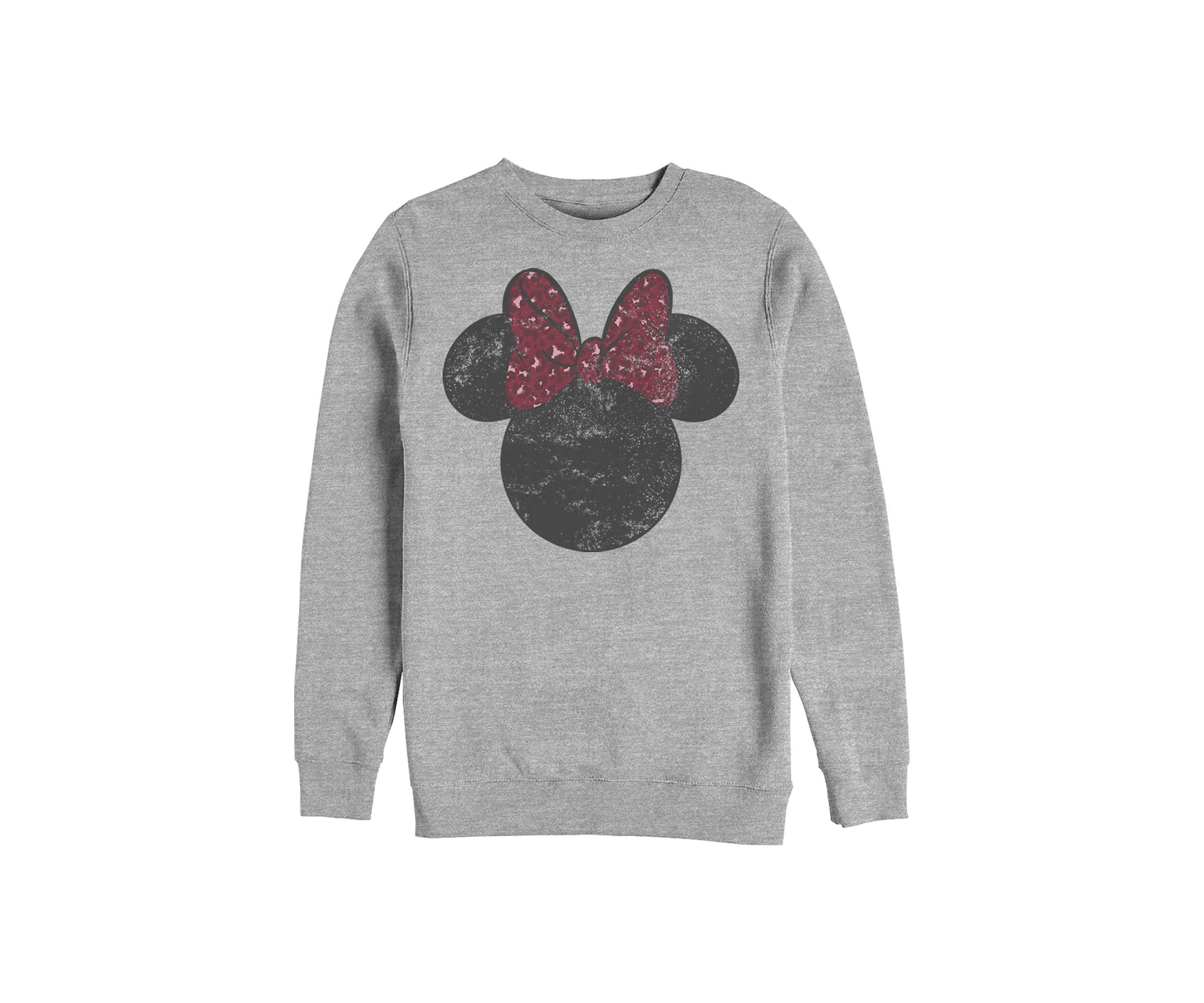 Minnie Leopard Bow Crew Fleece Graphic Sweatshirt