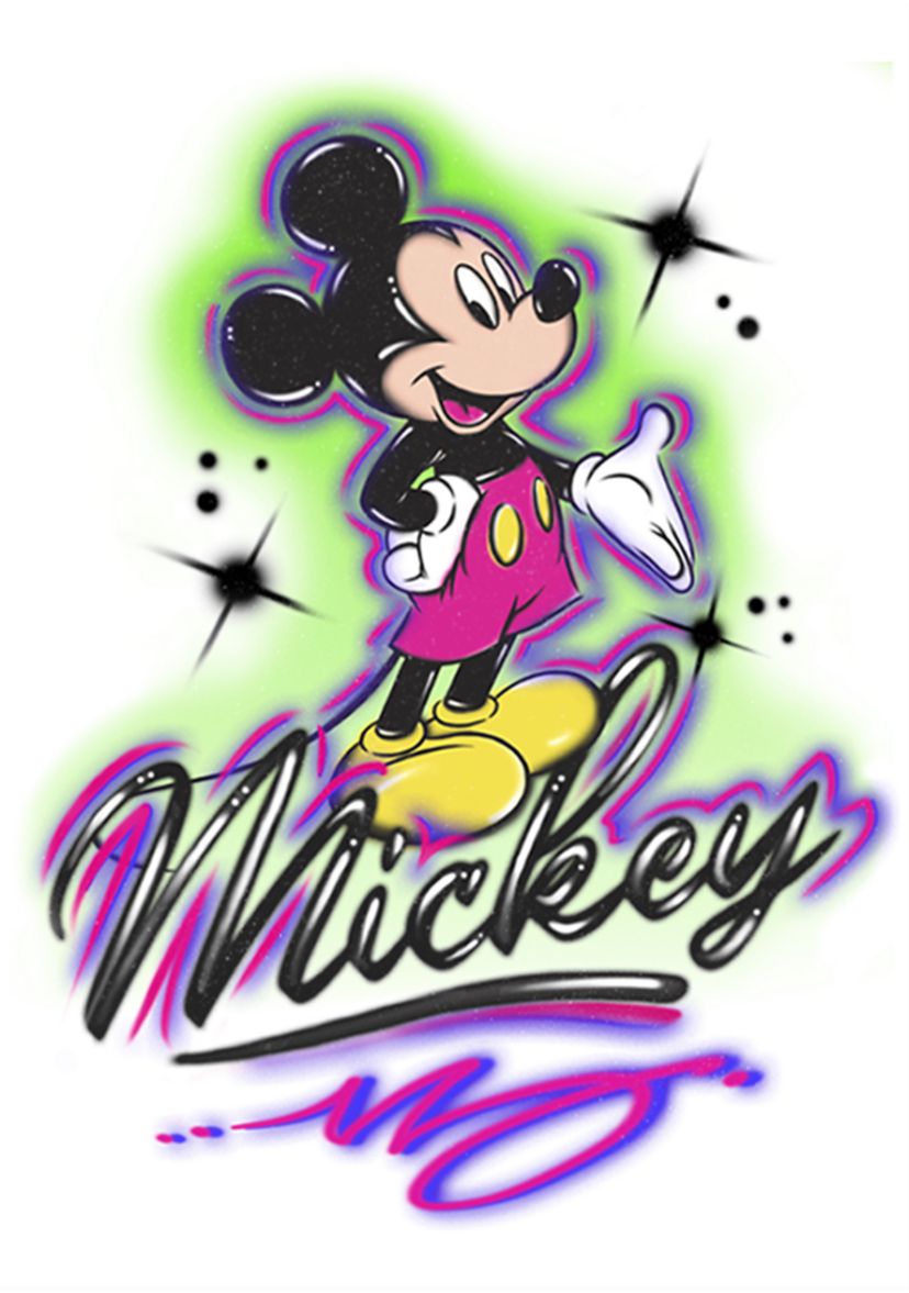 Airbrush Mickey Crew Fleece Graphic Sweatshirt