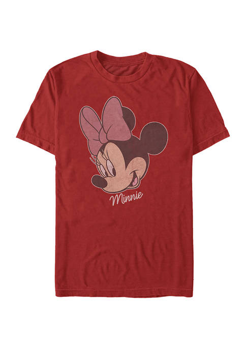 Disney® Minnie Big Face Distressed Short Sleeve Graphic