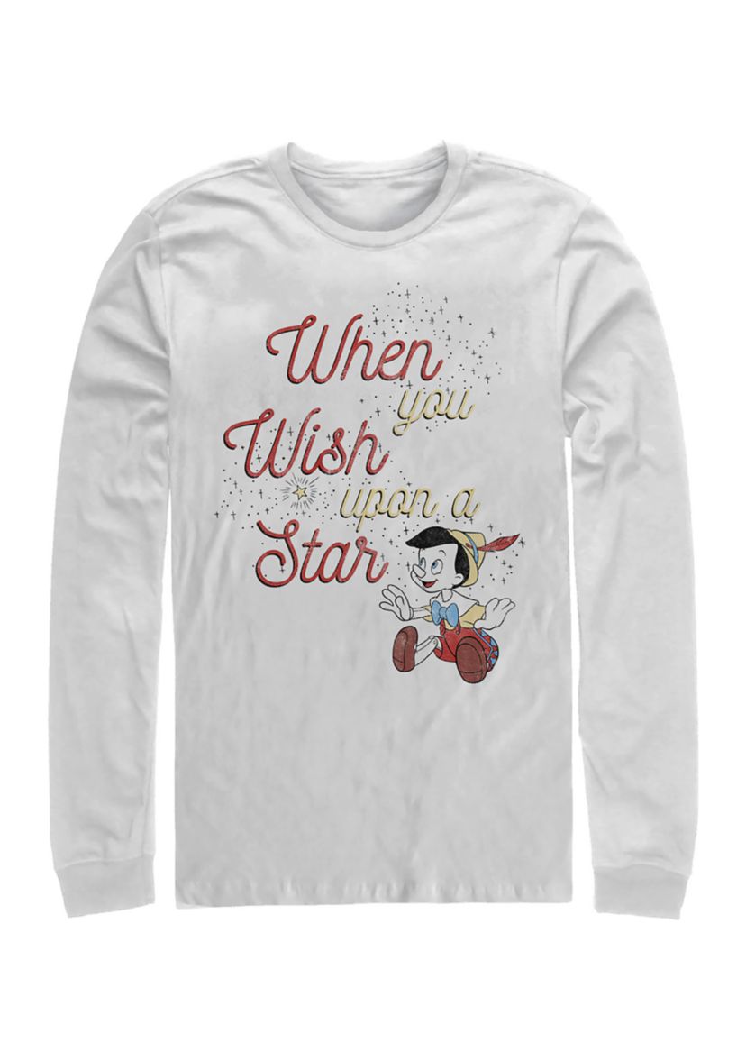  Wishing Star Long Sleeve Crew Graphic  T-Shirt