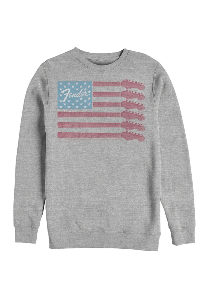 Guitar Flag Graphic Crew Fleece Sweatshirt
