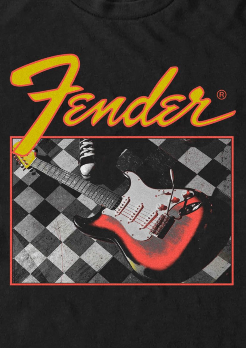 Checkered Guitar Graphic T-Shirt