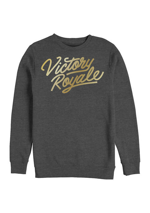 Fortnite Victory Script Logo Graphic Crew Fleece Sweatshirt