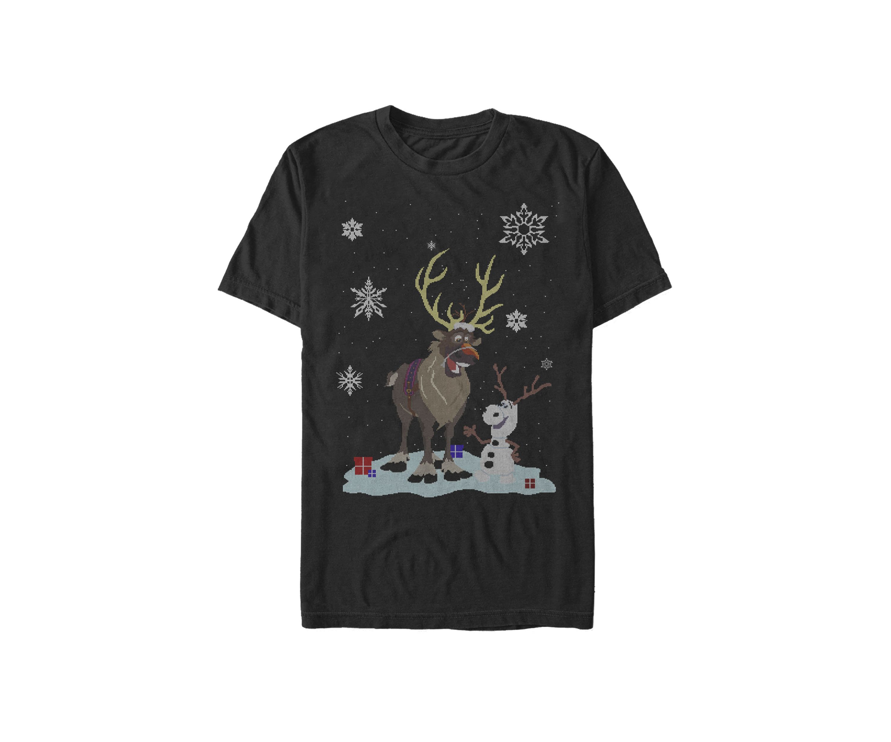 Big & Tall Frozen Olaf Reindeer Sweater Print Short Sleeve Graphic T-Shirt