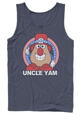 Mr. Potato Head Men's Uncle Yam Graphic T-Shirt, Navy Blue, S Regular