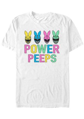 Power Rangers Men's Power Peeps Graphic T-Shirt, White, 3XL