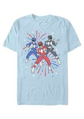 Men's Power Rangers Fireworks Graphic T-Shirt, Blue, 2XL
