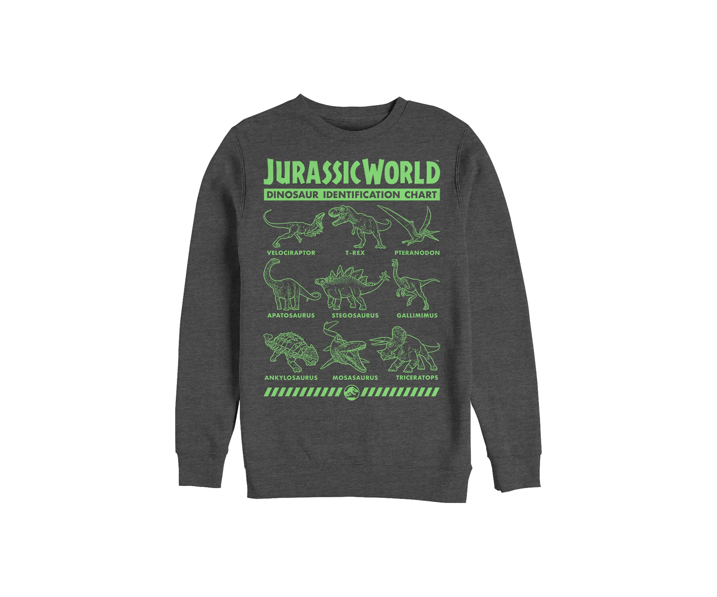 Dino Identification Graphic Crew Fleece Sweatshirt