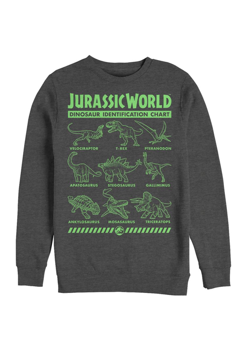 Dino Identification Graphic Crew Fleece Sweatshirt
