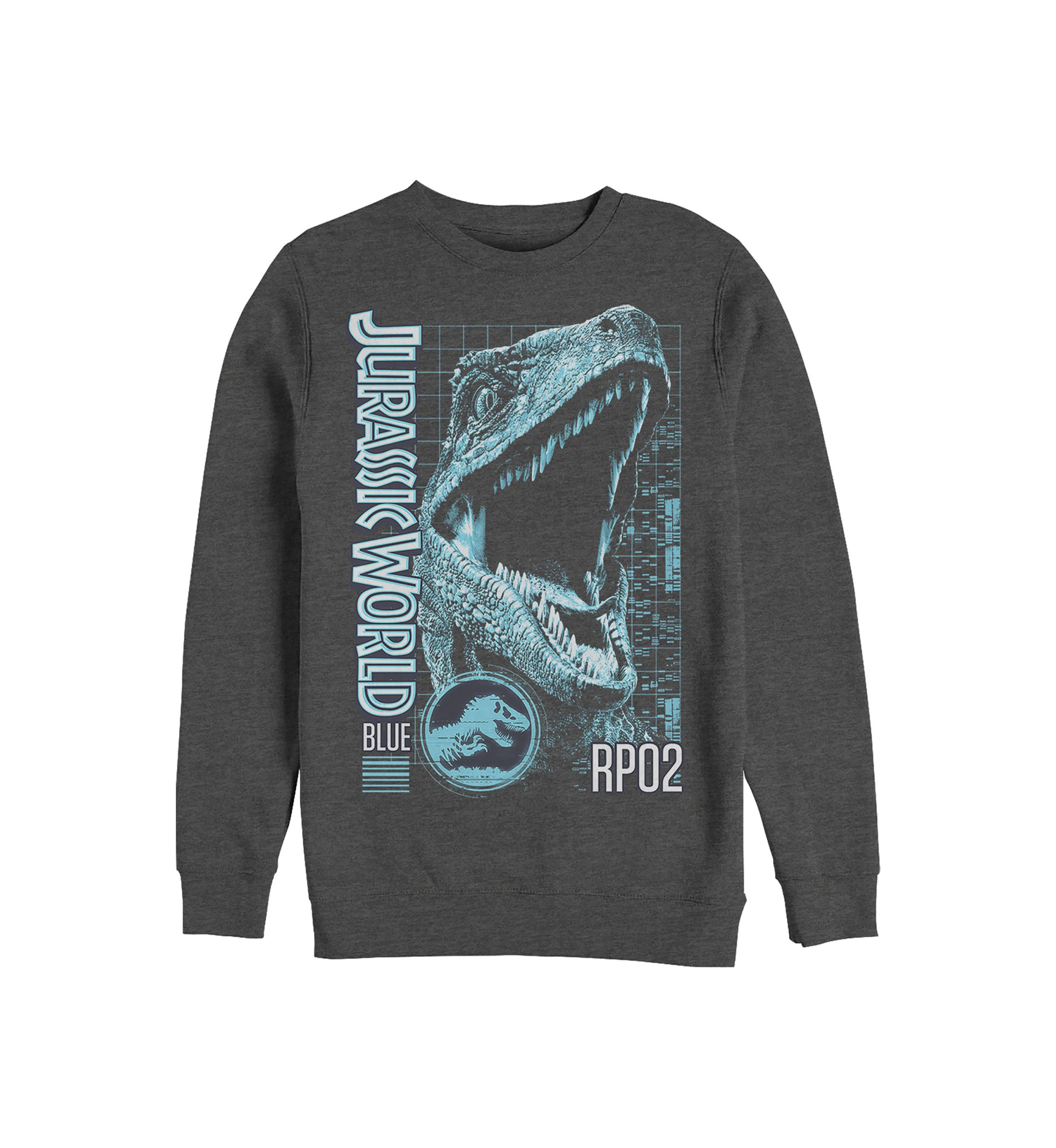 Blue Grid Graphic Crew Fleece Sweatshirt