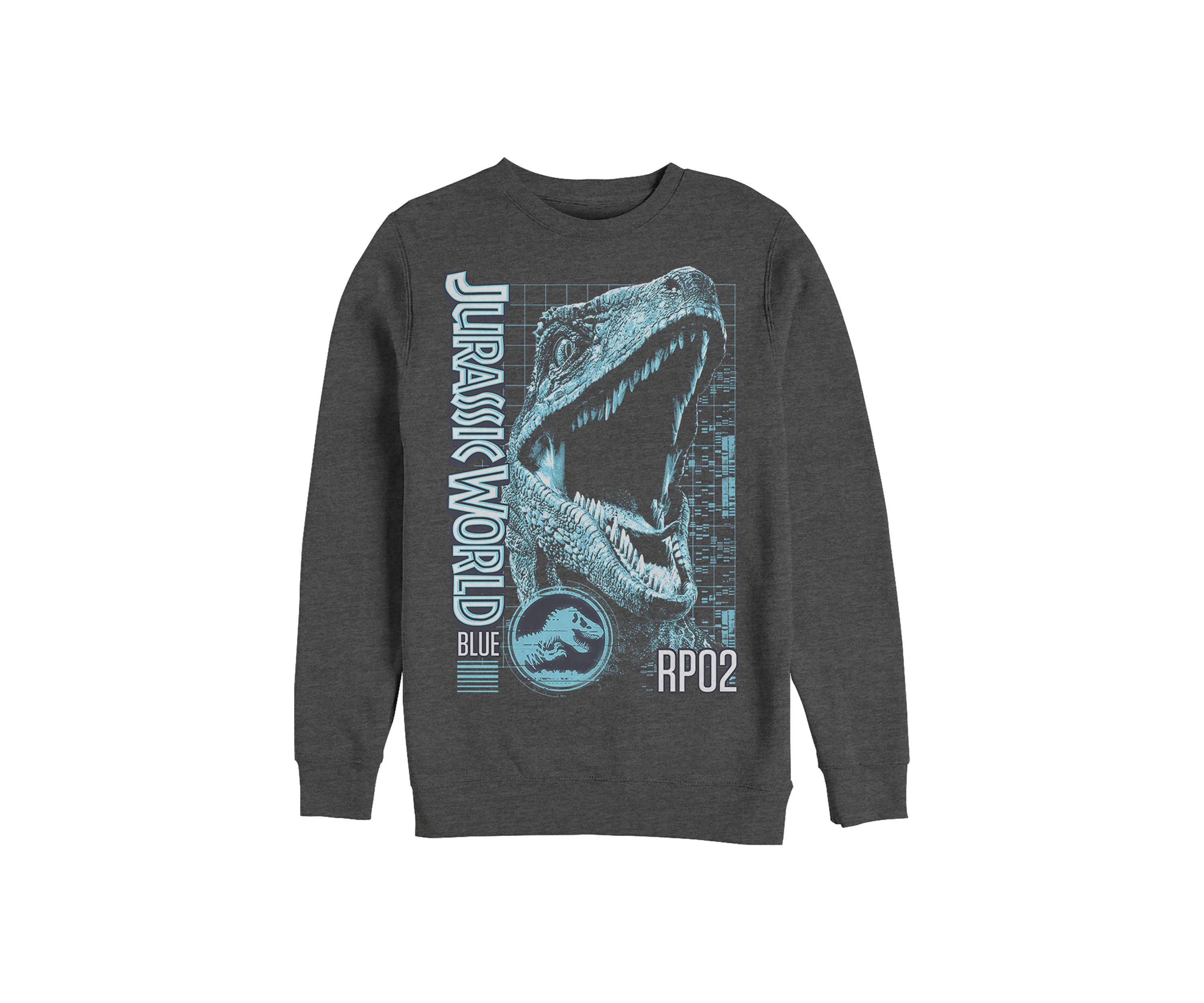 Blue Grid Graphic Crew Fleece Sweatshirt