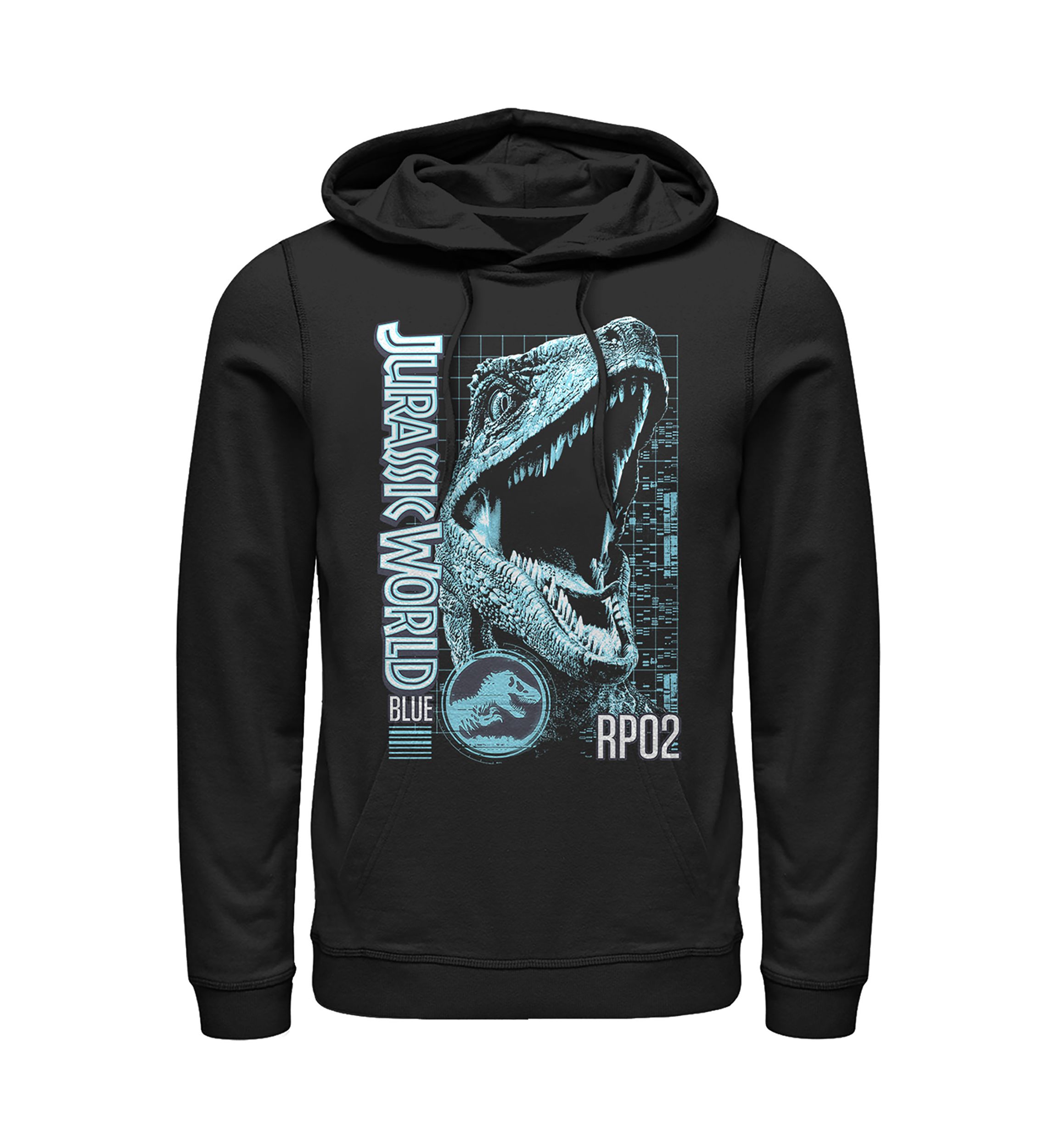 Blue Grid Graphic Fleece Hoodie