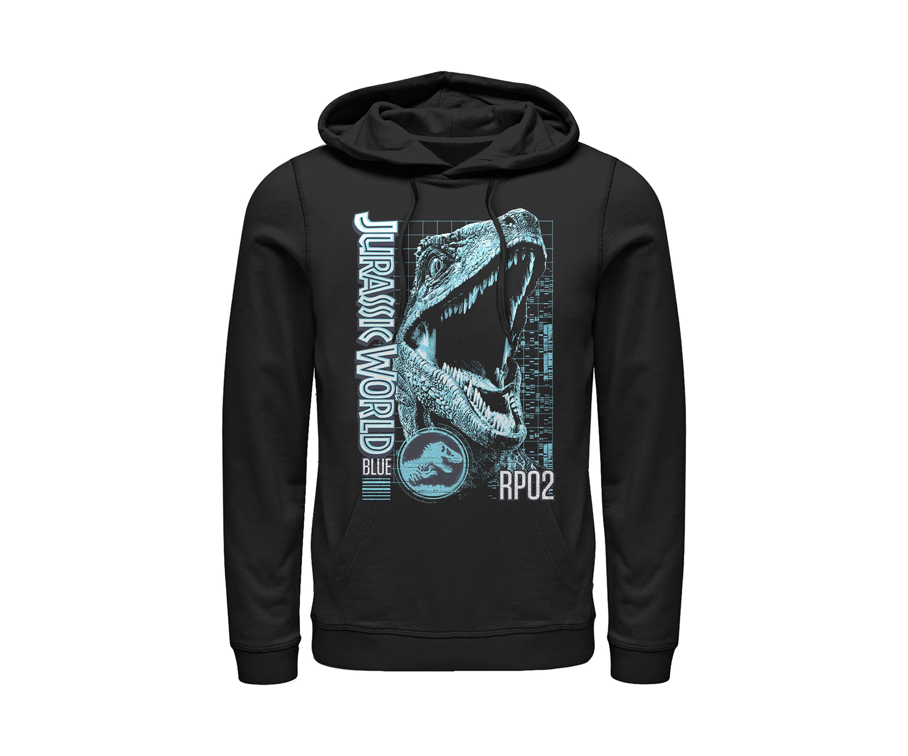 Blue Grid Graphic Fleece Hoodie