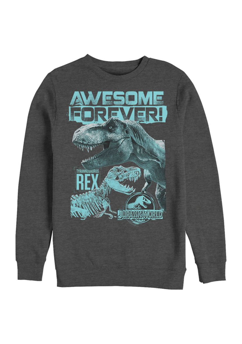 Awesome Dino Graphic Crew Fleece Sweatshirt