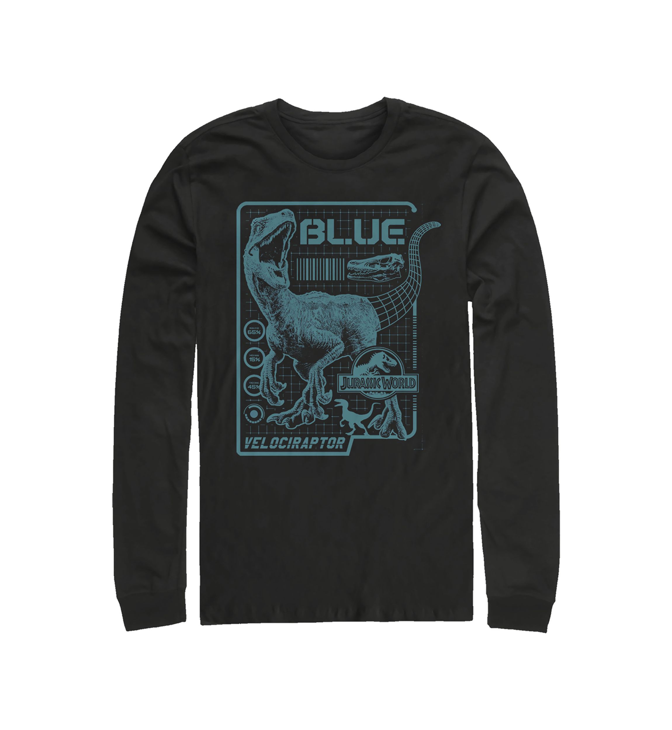 Raptor Blue Print Graphic Long Sleeve T-Shirt