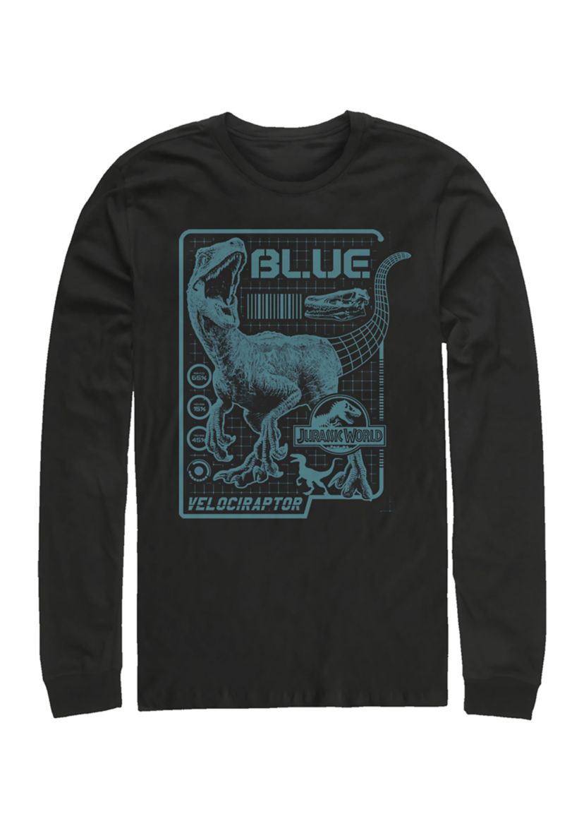 Raptor Blue Print Graphic Long Sleeve T-Shirt