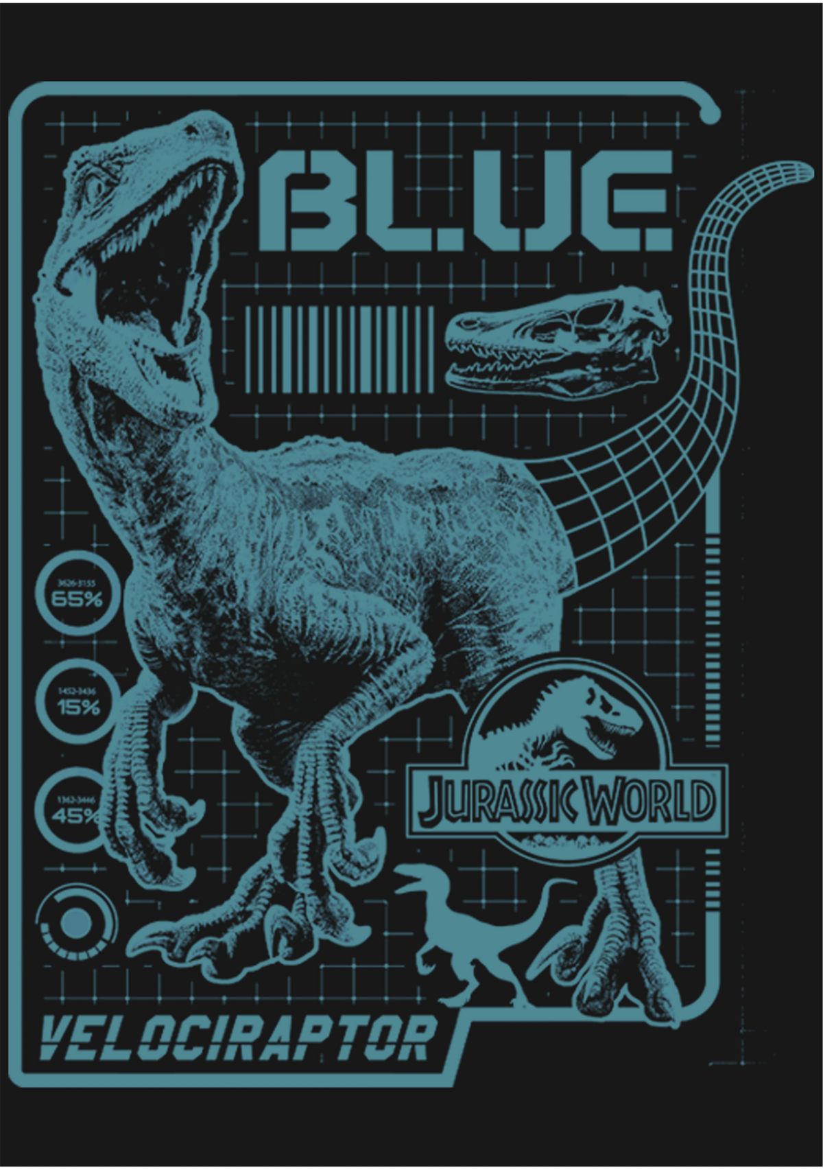 Raptor Blue Print Graphic Long Sleeve T-Shirt