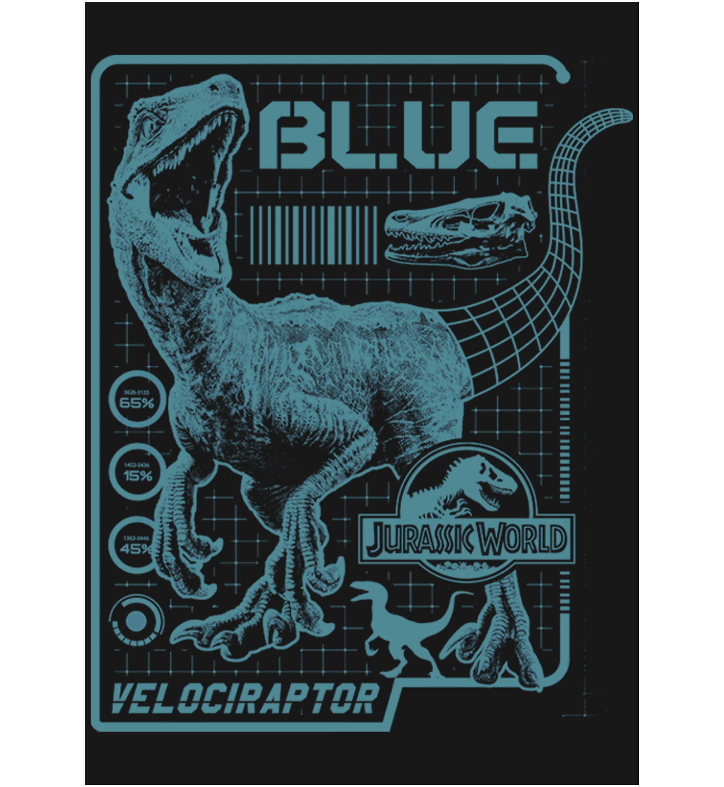 Raptor Blue Print Graphic Long Sleeve T-Shirt