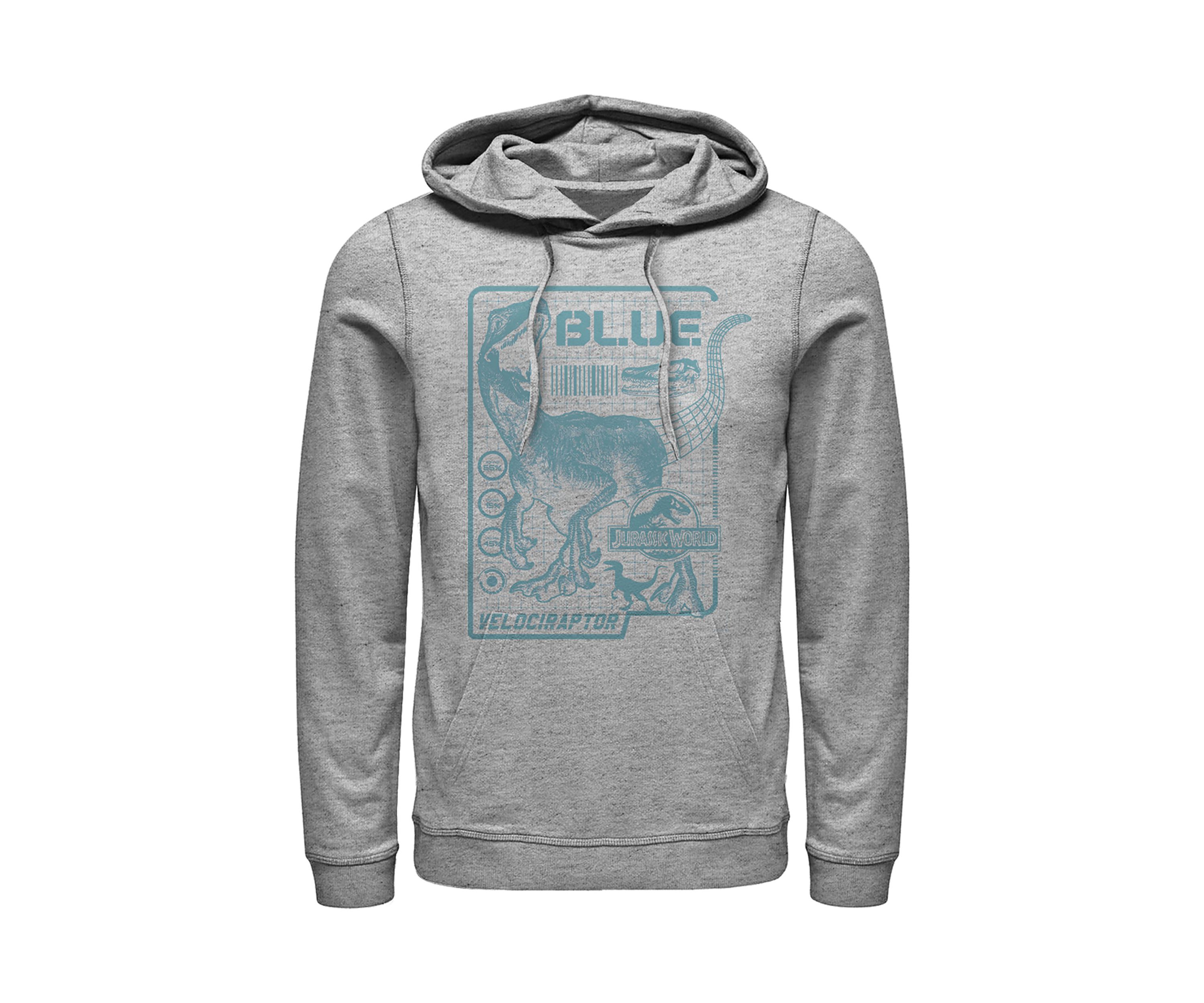Raptor Blue Print Graphic Fleece Hoodie