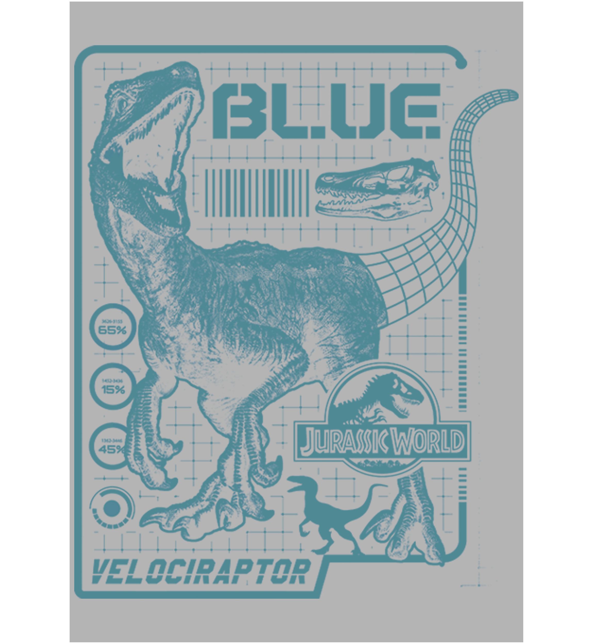 Raptor Blue Print Graphic Fleece Hoodie