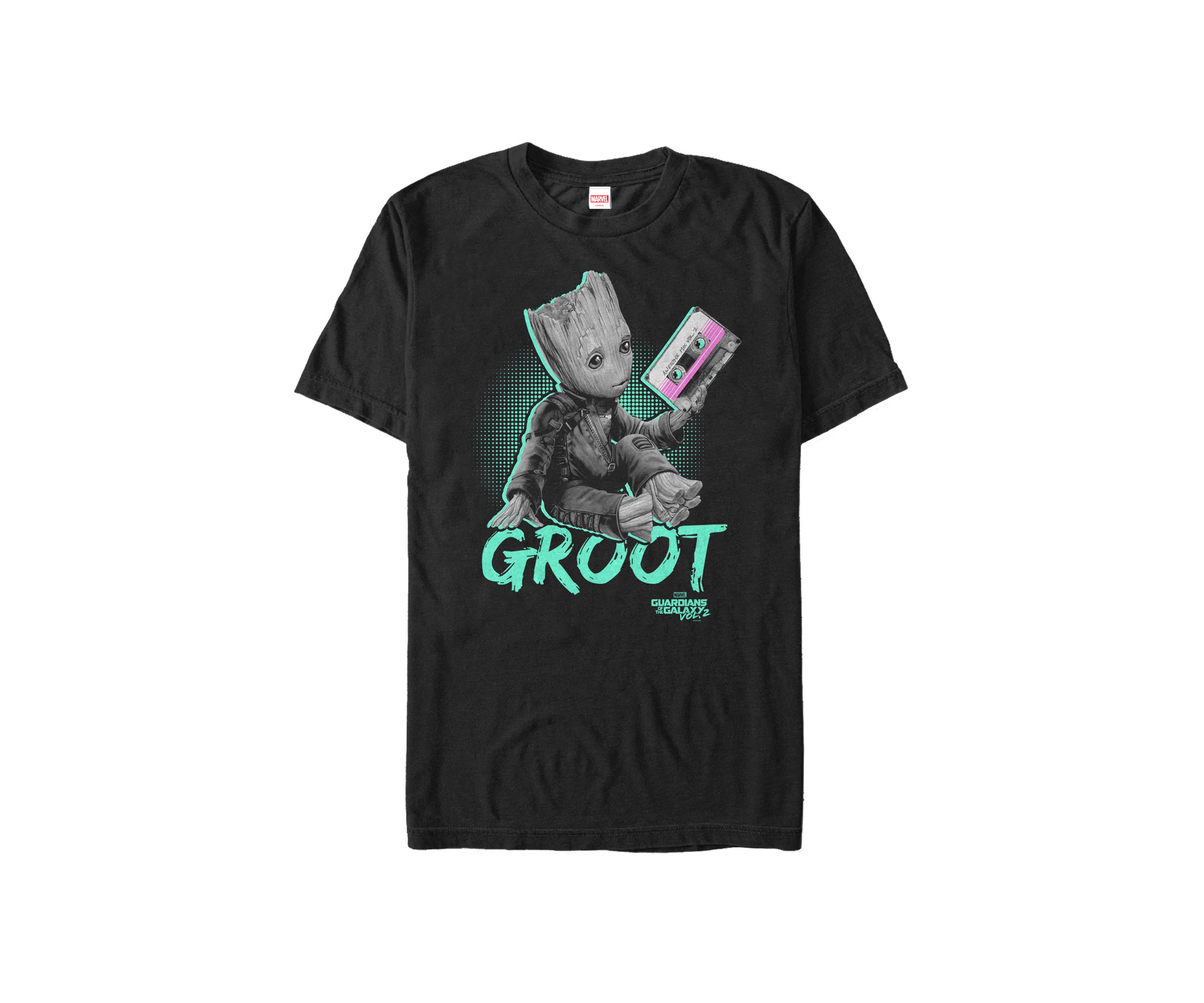 Big & Tall Retro Baby Groot Cassette Tape Short Sleeve Graphic T-Shirt