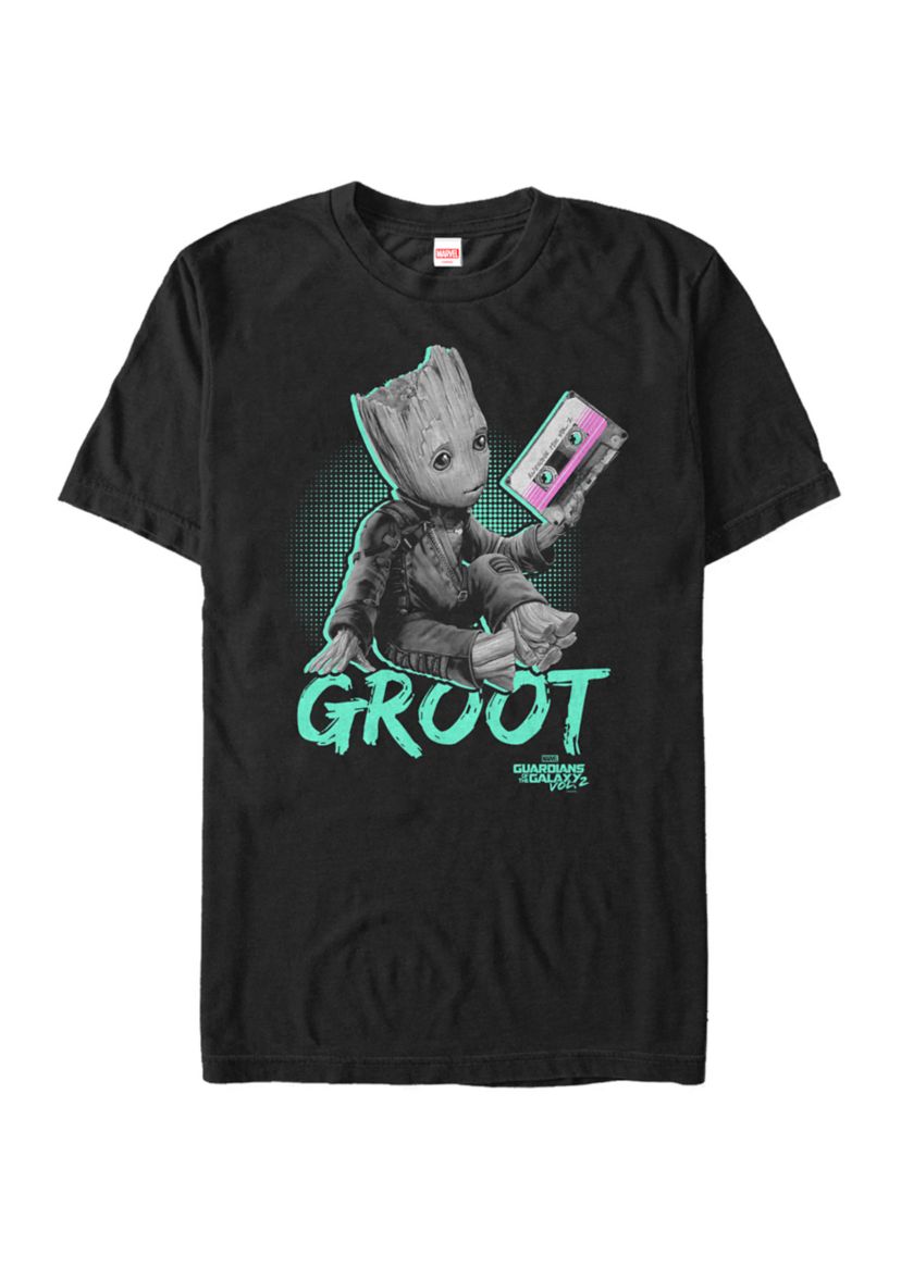 Big & Tall Retro Baby Groot Cassette Tape Short Sleeve Graphic T-Shirt