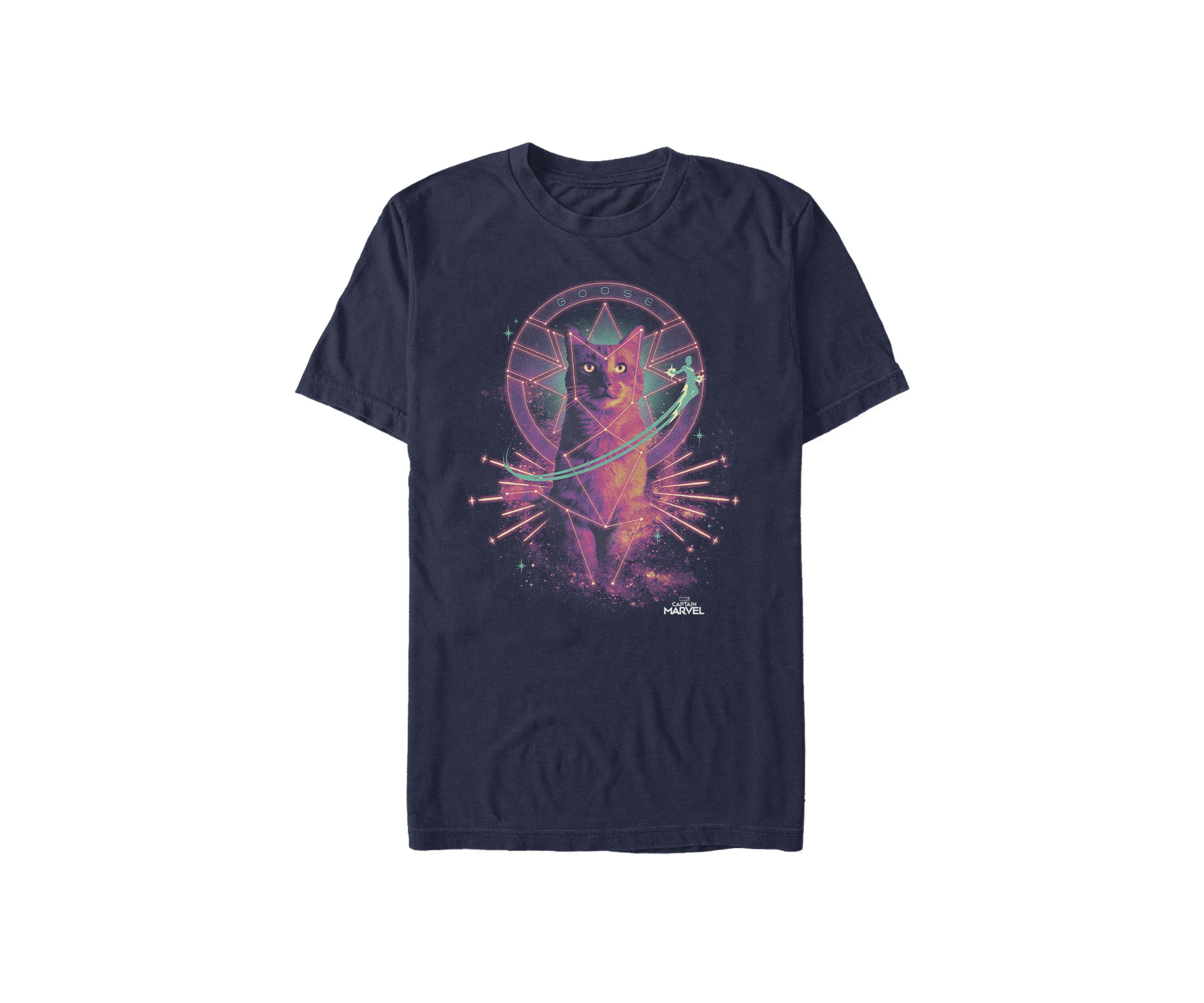 Captain Marvel Goose Galaxy Portrait Short Sleeve Graphic T-Shirt