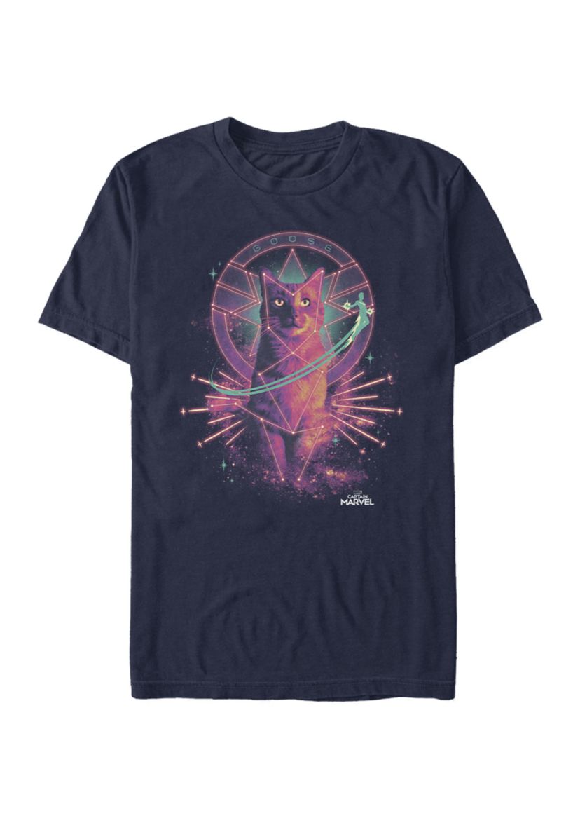 Captain Marvel Goose Galaxy Portrait Short Sleeve Graphic T-Shirt