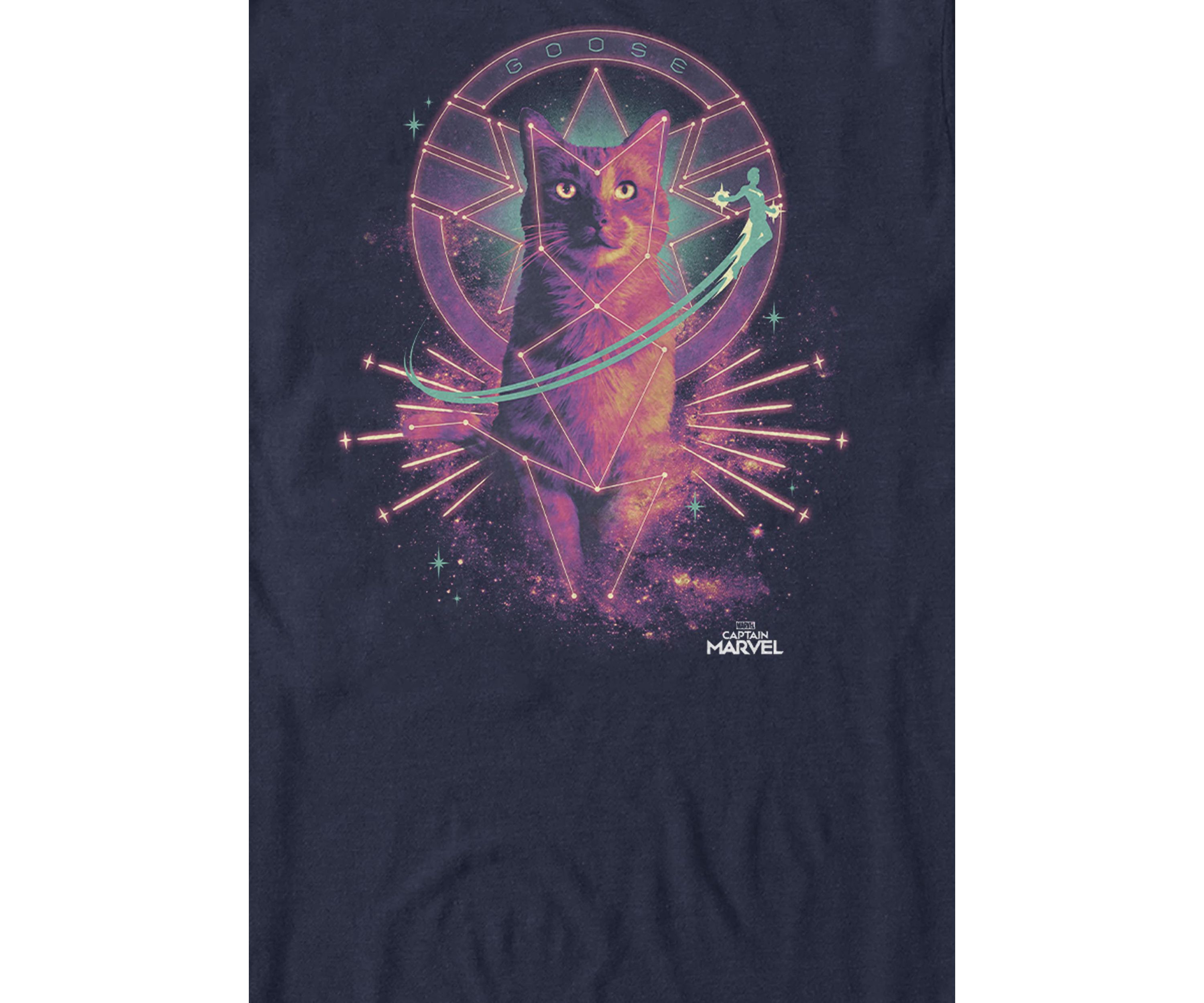 Captain Marvel Goose Galaxy Portrait Short Sleeve Graphic T-Shirt