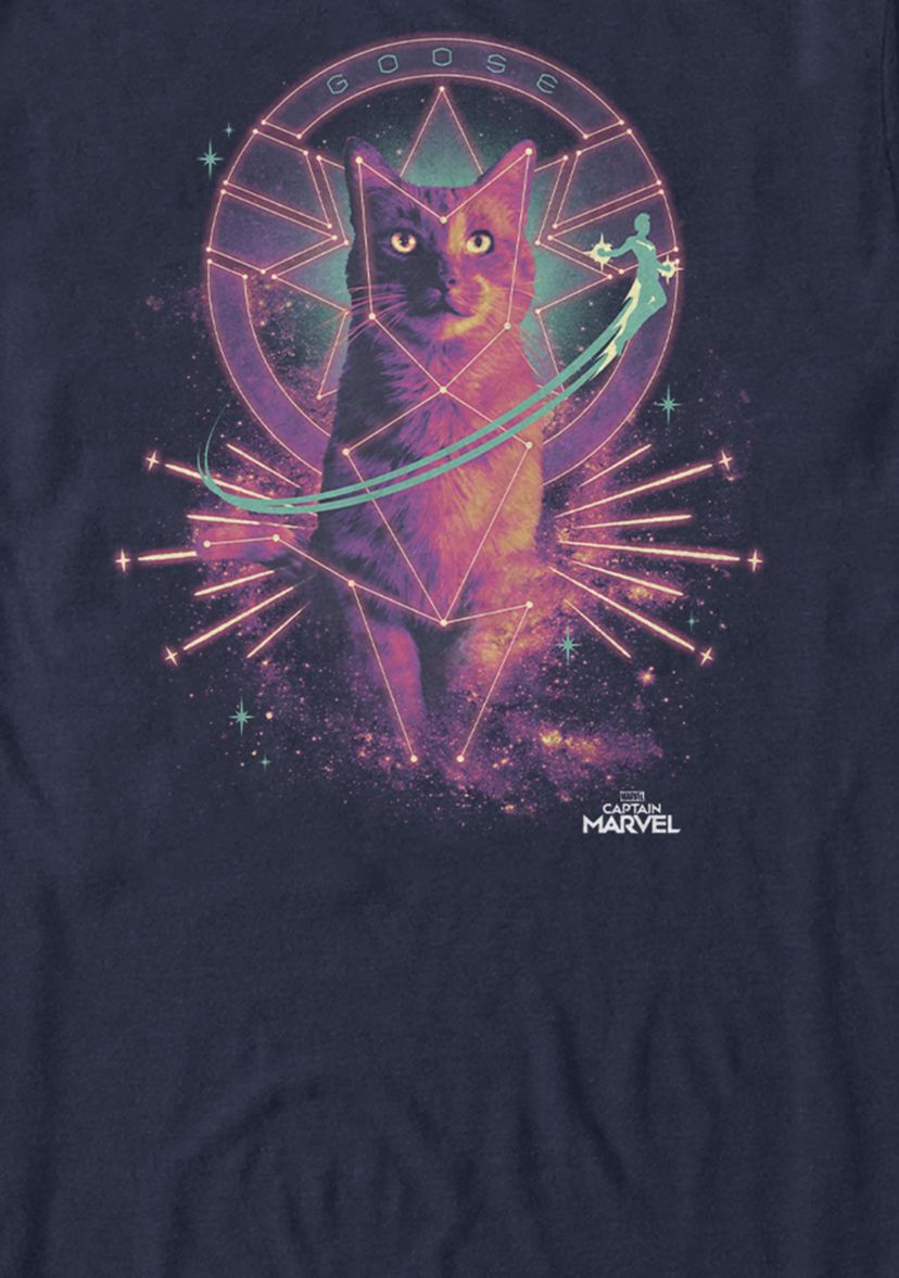 Captain Marvel Goose Galaxy Portrait Short Sleeve Graphic T-Shirt
