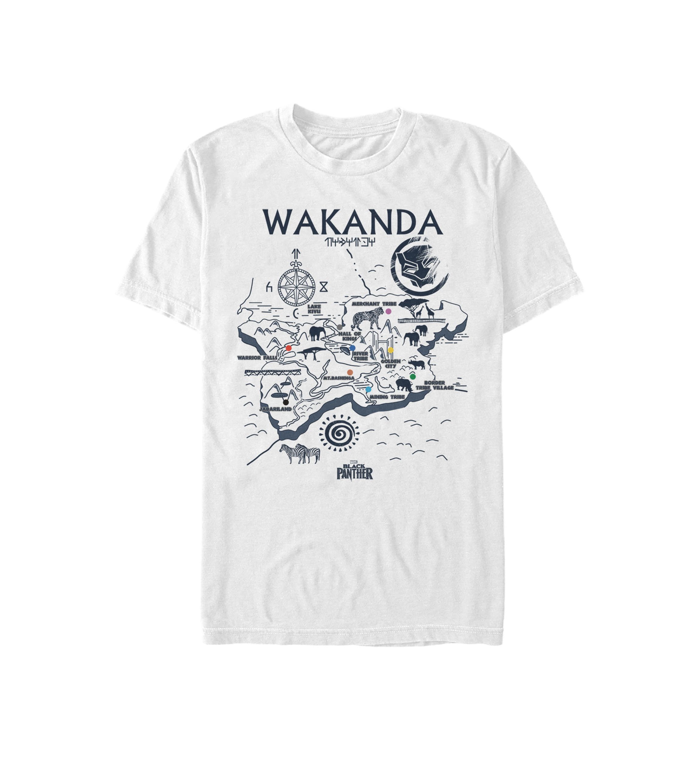 Black Panther Kingdom of Wakanda Map Short Sleeve T-Shirt
