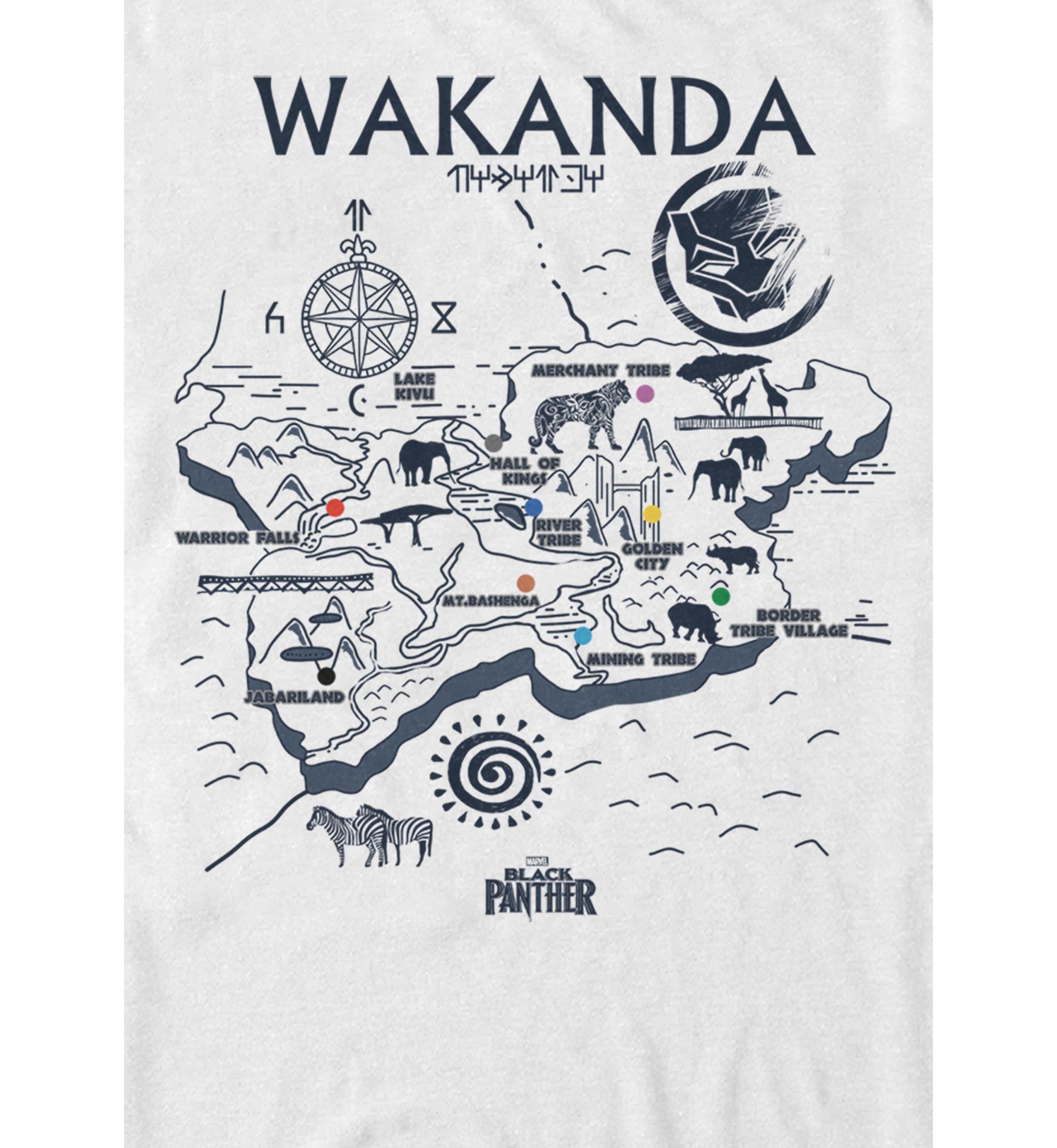 Black Panther Kingdom of Wakanda Map Short Sleeve T-Shirt