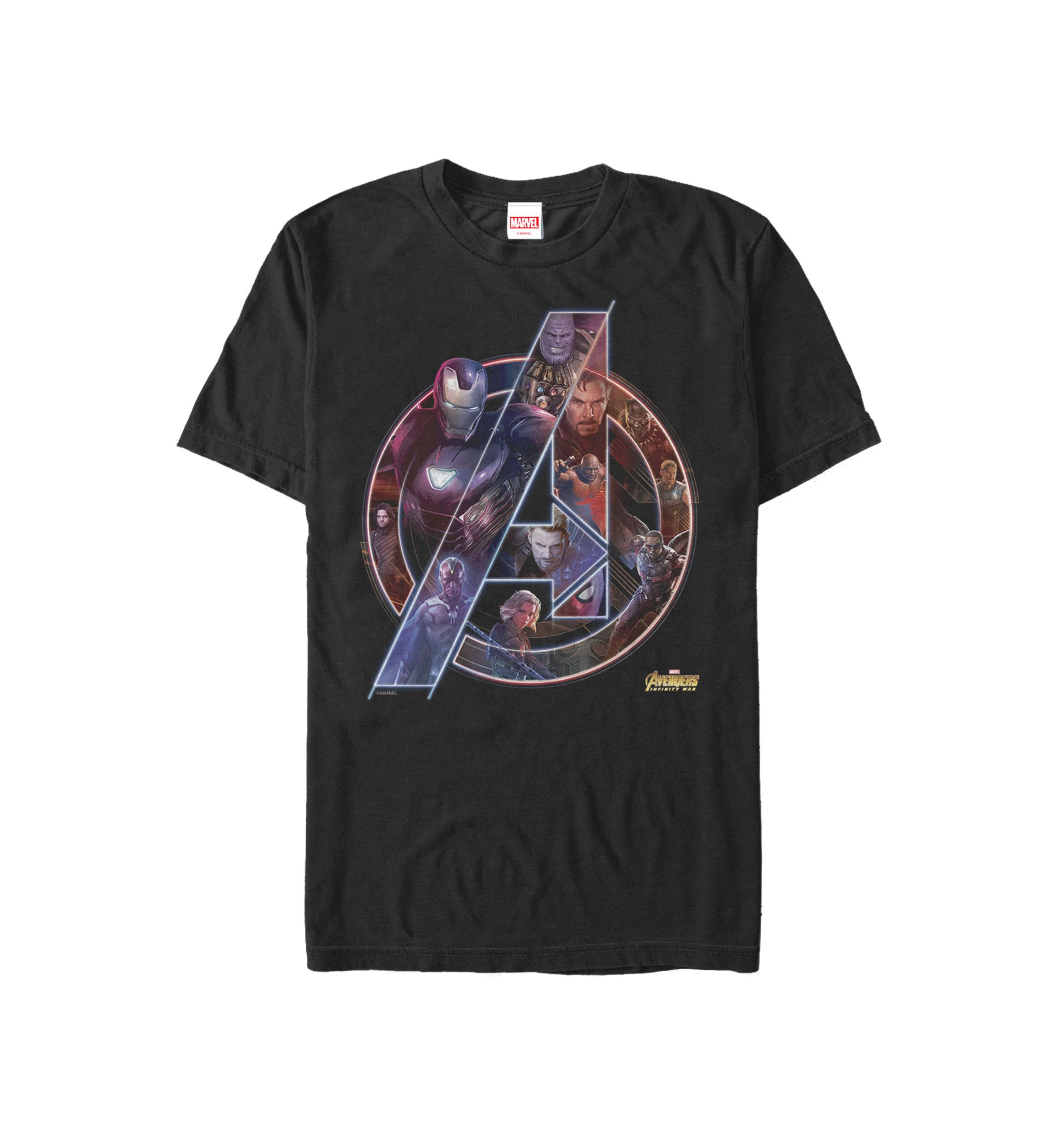 The Avengers Infinity War Neon Glow Logo Short Sleeve Graphic T-Shirt