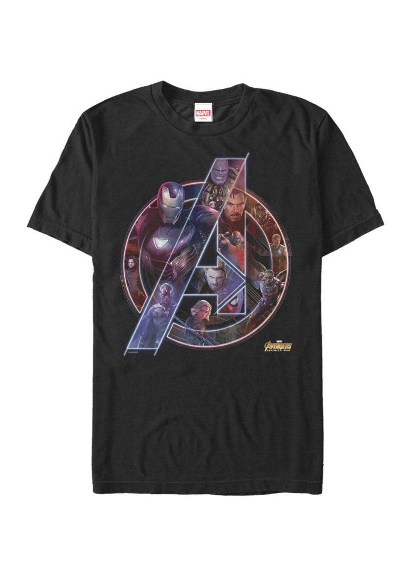 The Avengers Infinity War Neon Glow Logo Short Sleeve Graphic T-Shirt